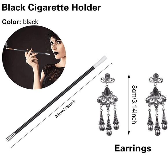 great gatsby cigarette holder 5PCS 1920s Accessories Flapper Great Gatsby Vintage Retro Costume Set NEW